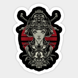 geisha and skull Sticker